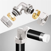 4PC 3/4Inch Elbow Air Piping Fittings, Brass-Nickel Plated, 200PSI, Air Fittings for Shop Garage Compressed