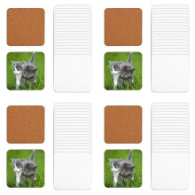 80 PCS Sublimation Coasters Blank  Cork Backed Heat Transfer Coasters for DIY Painting Art Crafts, 3.9 X 3.9 Inches