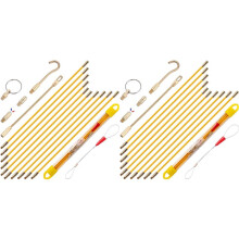2X Fiberglass Running Electrical Wire Cable Pulling Fish Tape Kit with 5 Different Attachments and Fish Tape Tool