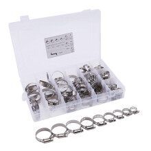 80pcs Assorted Stainless Steel Hose Clamp Kit With No Driver Jubilee Clip Set