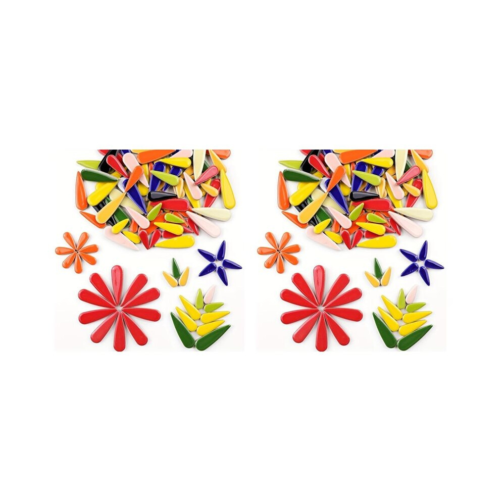 2X 100G Pack Droplet-Shaped Ceramic Mosaic Tiles, Diy Handmade Colorful Irregular Shaped Ceramic Pieces For Crafting 6031986981766