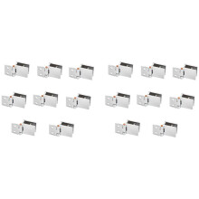 Set of 16 Glass Door Hinges, 5mm-8mm Adjustable Rectangle Clamp Single Clip for Cabinet Cupboard Glass Door Hinges