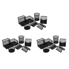 18 Stks Metalen Bureau Organisatie Pen Houder Organizer Kantoor Potlood Houders Multifunctionele Opslag Zwart Metal Mesh
