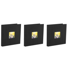 3X Photo Album Self Adhesive Scrapbook for Wedding/Family/Lovers Linen Cover DIY Gift for Valentines Day Mothers Black