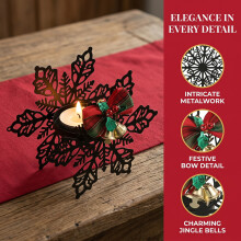 1 Decoratieve Zwarte Kerstkandelaar Met Sneeuwvlok Patroon