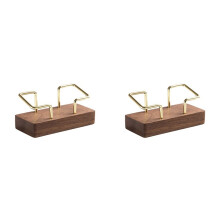2X Porte-Cartes de Visite Organisateur Bureau Présentoir Mémo Compteur Accessoires Étagère de Table Maison, Couleur Noyer Noir