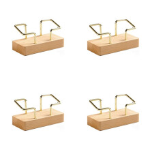 4X Business Card Holder Organizer Office Desk Display Stand Memo Counter Tabletop Shelf Home,Beech Wood Color
