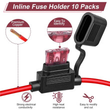30-Pack Inline Zekeringhouder 12V, 12 AWG Waterdichte Zekeringhouder met 35 Stuks (5A/7.5A/10A/15A/20A/30A/40A) Standaard Autozekeringen