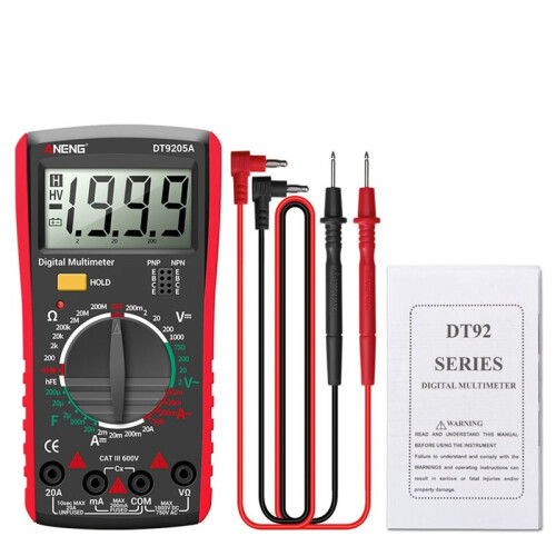3X ANENG DT9205A Digital Multimeter AC/ Transistor Tester Electrical NCV Test Meter Profesional Analog Auto Range Red 1