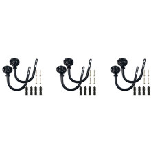 3 Paire de Crochets à Rideaux en Métal - Embrasses Murales Rétro pour Rideaux, Crochet Mural, Support de Draperie à Glands (Noir)