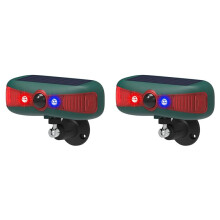 2X Nieuwe Zonne-Infrarood Alarmdetector met Blaffend Geluid van 129 DB, Waarschuwing met Knipperend Licht en Bewegingssensor, Alarm en Dierenverjager