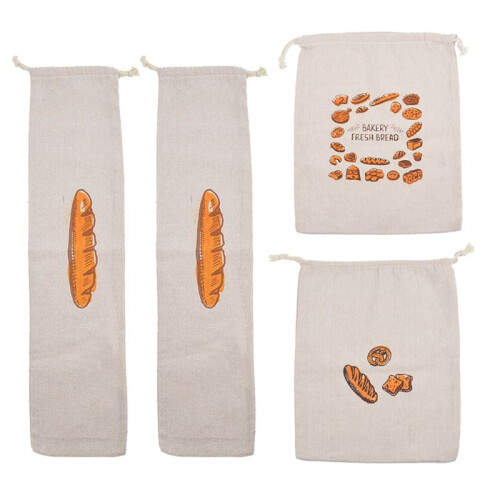 Bread Bag Reusable Cotton Drawstring Storage Bag Homemade Bread Fresh Eco-Friendly Kitchen Storage Bag
