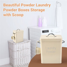 3L Beautiful Powder Laundry Powder Boxes Storage with Scoop Creamy White