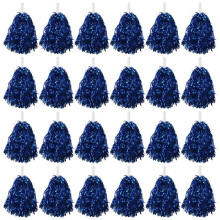 24St Cheerleading Pom Poms Metallisk Folie Cheer Pom Poms med Plasthandtag för Vuxna Barn Cheerleaders Party Blå