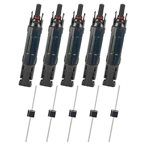 10 PCS PV Solar Panel Connector Male/Female 15A Built-in Diode Inline Fuse Solar Wire Connectors Waterproof 1