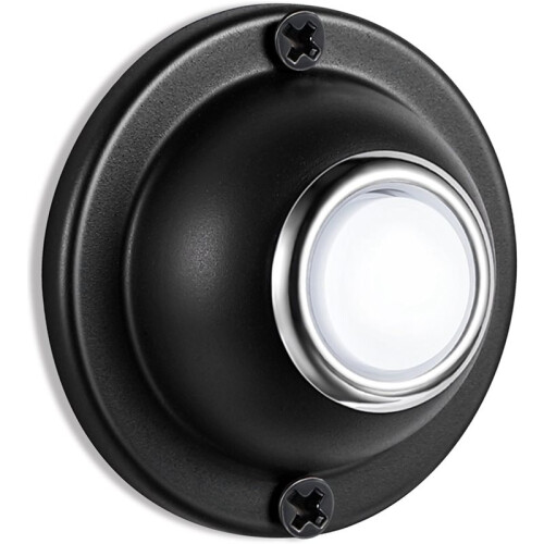 2X Door Bell Button, Metal Round Doorbell Button Wired Lighted  LED Door Buttons Replacement Solid Iron Doorbell 1