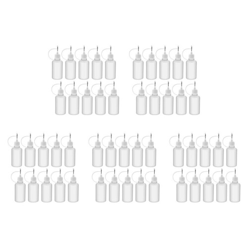 50Pcs 30Ml Plastic Squeezable Tip Applicator Bottle Refillable Dropper Bottles with Needle Tip Caps for Glue DIY