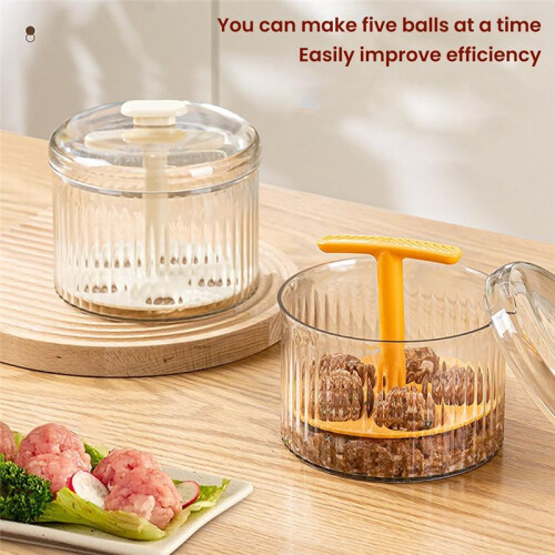5 Balls Meat  Maker Tool Kitchen Meatball Mold, Kitchen Extruded Meatball Making Tool Orange