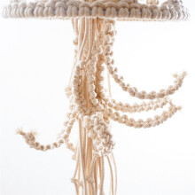 Boho Macrame Drömfångare Handgjord Vävd Prydnad med Ljusslingor Manet Drömfångare för Hängande Dekor D