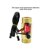 2X B6 Brass Water Flow Sensor Hall Effect Flow Meter Liquid Flow Rate Sensor Flow Detector with Temperature Probe