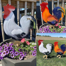 Piquets de Cour de Coq en Métal pour L'Extérieur et Décoration de Coq Colorée, Décoration de Ferme Vintage A