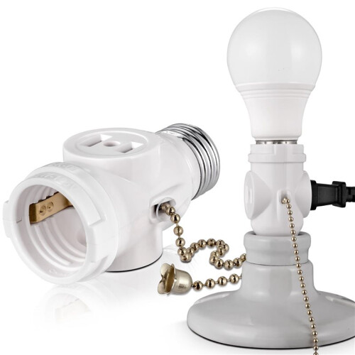 2 Outlet Light Socket Adapter,E26 Bulb Socket to Outlet Splitter,Convert Medium Screw Socket Into A Socket 2 Outlets 4pc 2