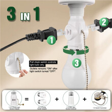 2 Outlet Light Socket Adapter,E26 Bulb Socket to Outlet Splitter,Convert Medium Screw Socket Into A Socket 2 Outlets 4pc