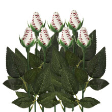 Rose de Softball en Cuir de Sport, Fleurs Artificielles Faites à la Main, Cadeau pour les Fans de Softball, Maman, Remise de Diplôme en Équipe, B