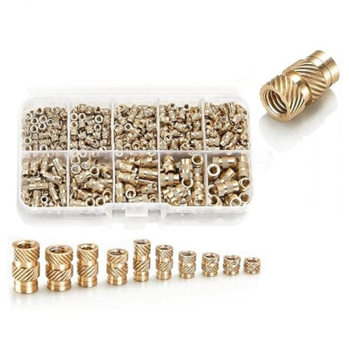 840Pcs M3/M4/M5 Threaded Inserts Assortment Kit for Components,Brass Knurled Nuts,Insert By Heat Into Plastic Parts 1