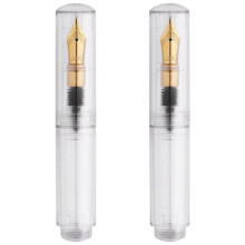 2X Stylo Plume Compte-Gouttes de Poche, Stylo à Encre D'Écriture, Plume F, Stylo à Encre Portable, Stylo de Poche Transparent
