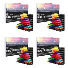 4X Kleurstiften 24 Kleuren Dual Brush Pennen Viltstiften Art Markers Tekenen, Schilderen, Kalligrafie, Kleurboeken