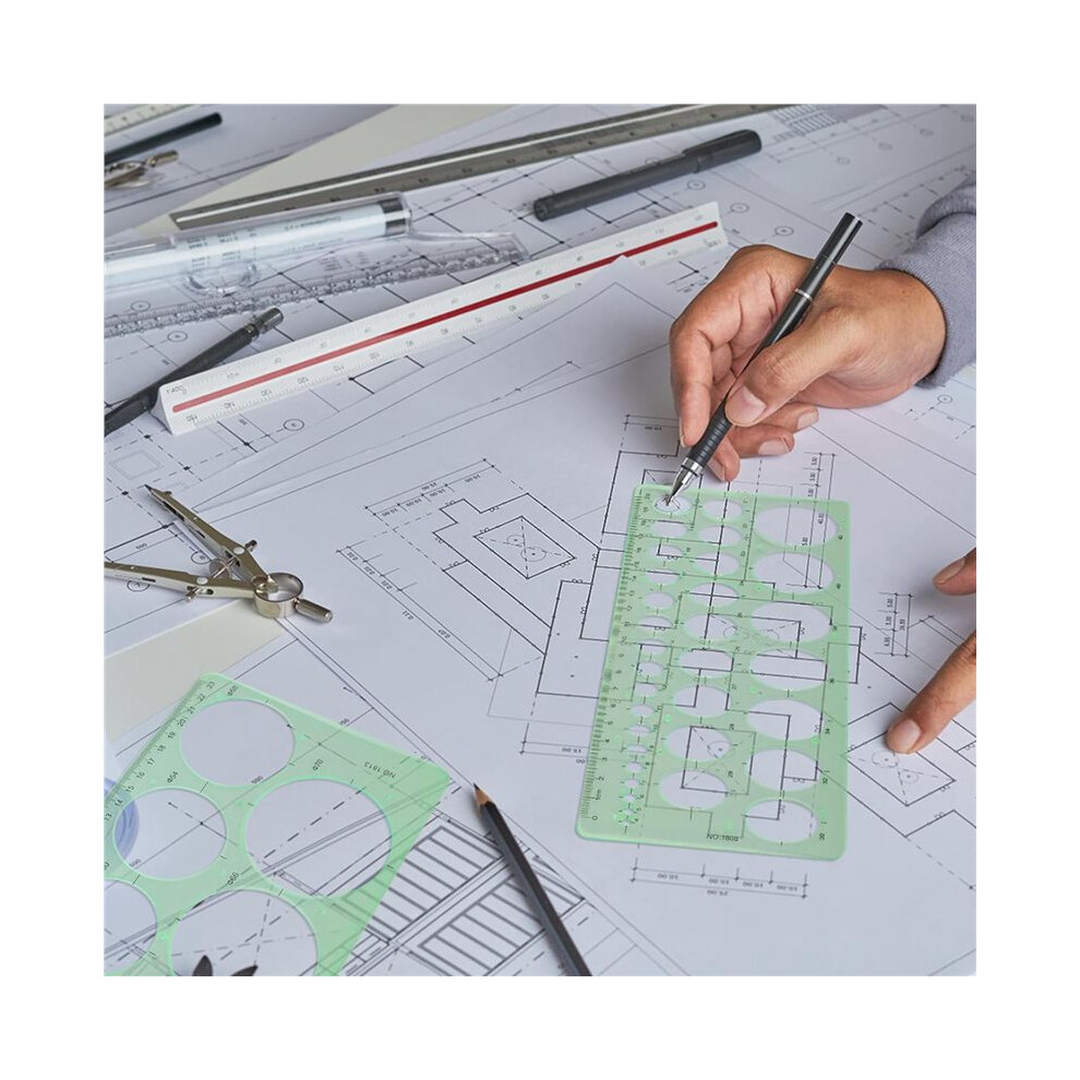 8Pcs Circle Template For Drawing, Drafting Tool Geometric Round Circle And Oval Stencil Formwork Ruler Measuring Tool 6032302403467