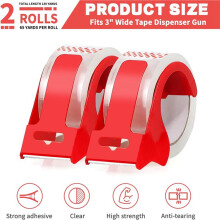 4Rolls Packing Tapes with 4 Refillable Dispenser,Heavy Duty Packaging Tape 1.88 Inch X 55Yards,Adhesive Packaging Tape