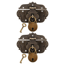 2Sets Compacte Gouden Hangsloten En Hasp Voor Decoratieve Dozen