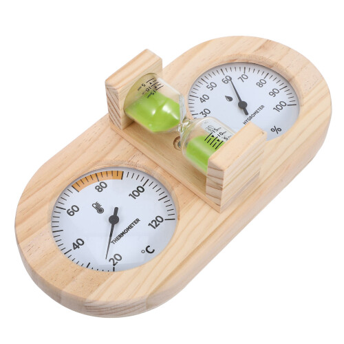 Sauna Thermometer En Hygrometer Met Hout En Zandloper Timer