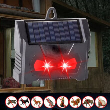 2X Solar Ultrasonic Animal Repeller Deer Deterrent Devices with LED Flashing Light Waterproof