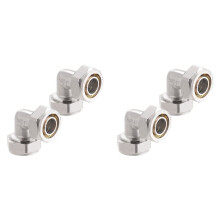4 Stuks 3/4 Inch Elleboogluchtleidingfittingen, Messing-Nikkel Geplateerd, 200 Psi, Luchtaansluitingen voor Werkplaatsgarages, Perslucht