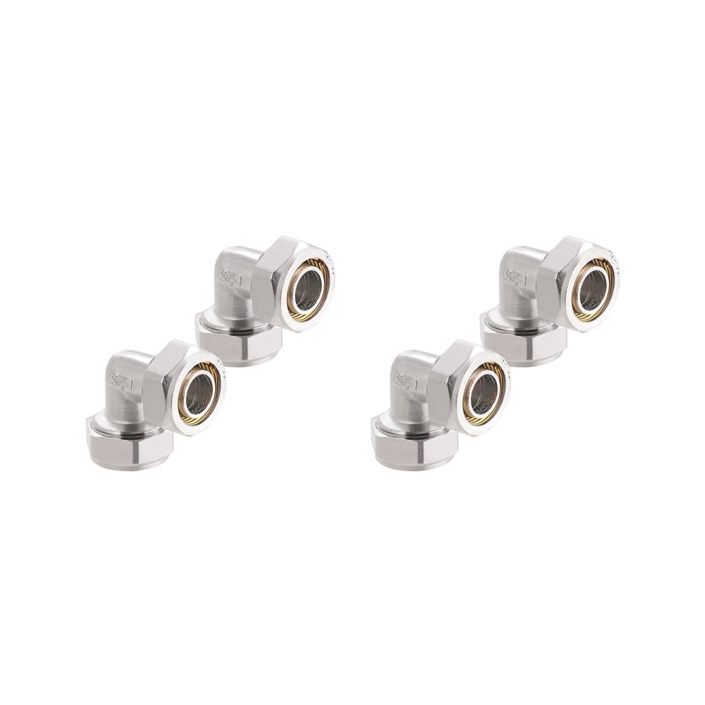 4Pc 3/4Inch Elbow Air Piping Fittings, Brass-Nickel Plated, 200Psi, Air Fittings For Shop Garage Compressed 6031700103382
