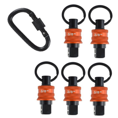 Socket Holder Keychain 10pc - 3/8 Inch Socket Organizer with Quick Release and Clip - Impact Wrench and Toolbox 1