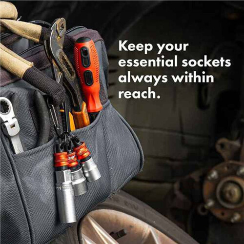 Socket Holder Keychain 10pc - 3/8 Inch Socket Organizer with Quick Release and Clip - Impact Wrench and Toolbox 2