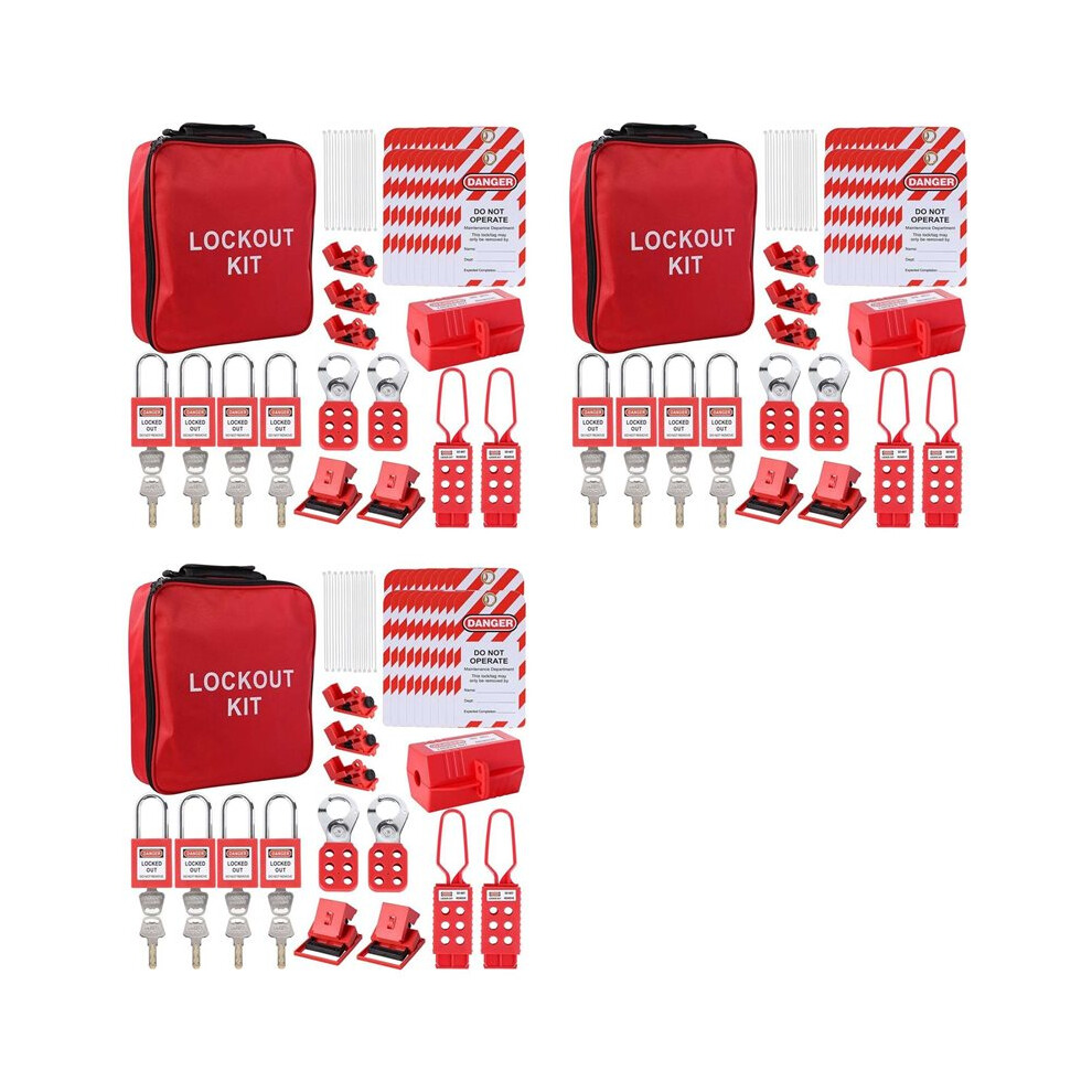 3X Lockout Tagout Kit, Electrical Loto-Kit with Circuit Breaker Lockout ...