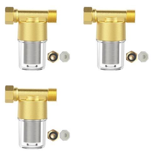 3X Messing Sedimentfilter, Herbruikbaar Sedimentwaterfilter, Inline Wasmachinefilter voor Wasmachine, Douche, Tuinslang