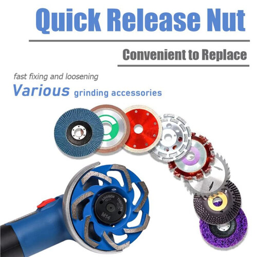 2X M14 Thread Angle Grinder Clamping Nut, Quick Release Nut Replacement Fast Locking Retaining Flange Nut - Black 2