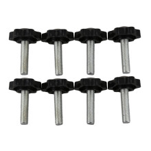 8 Pcs Black Spare Part M8 x 30mm Male Threaded Knurled Grip Star Knob