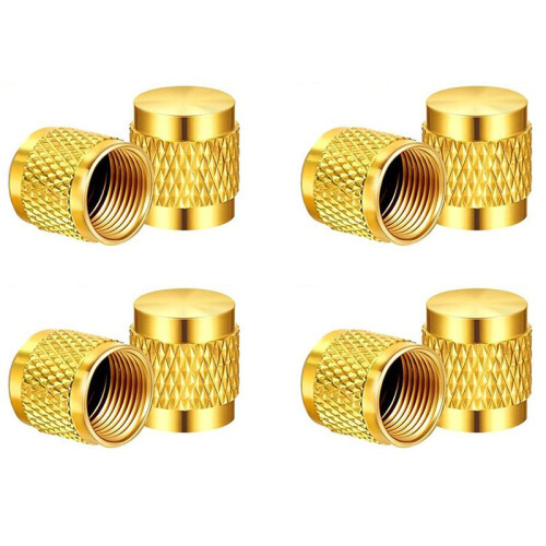 100 Peças Tampa de Latão de 1/4 Polegadas, Tampas de Latão Sólido com Vedação de Anel de Neoprene, Tampas de Válvula SAE HVAC de 1/4 Polegadas 1