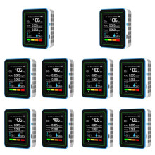 10X 5 in 1 Luchtkwaliteitsmonitor TVOC HCHO Temperatuur Vochtigheid CO2 Meter, USB Oplaadbare CO2 Detector Wit