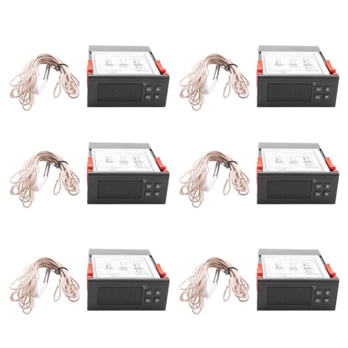 6X 220V/30A Digital Temperature Controller Rc-114M Thermostat Relay Output -30-300 Degree with Ntc Sensor