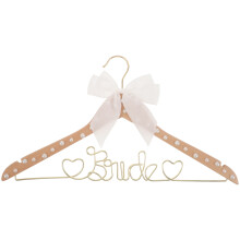1Elegante Beige Bride Hanger Met Parel Lint Voor Trouwjurk