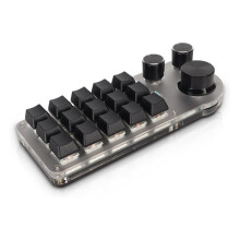 15 Keys 3 Knobs Macro Programmable Keyboard, 3 Connection Modes One Handed Macro Mechanical Keyboard