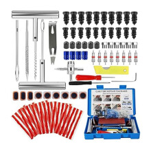 Tire Plug Kit 95 PCS Tubeless Tire Repair Kit with Heavy-Duty Metal T-Handle Tools & Case for Car SUV Motorcycle ATV